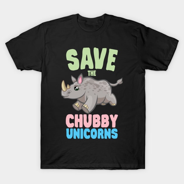 Save The Chubby Unicorns Rhino Rhinoceros Retro Vintage WIldlife Rescue Animal Rights Funny T-Shirt by Shirtsurf